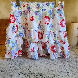 NWOT LoveShack Fancy Tiered Floral Mini Skirt with Lining